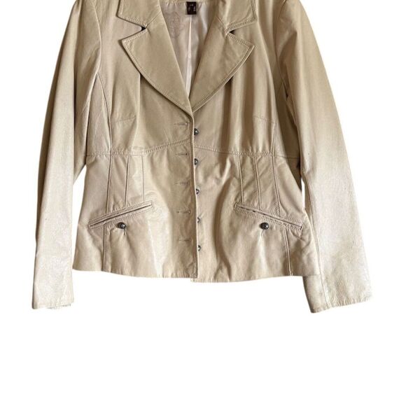 Danier Women's Ivory Leather Jacket Size L Mid-Length Casual - Picture 4 of 9
